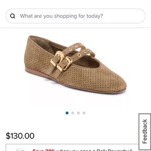 NEW DOLCE VITA women's baylee grommet mary jane flat in olive perforated suede